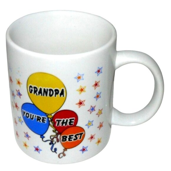 Grandpa Youre the Best Ceramic Mug Balloon & Star Design White Coffee Cup - Picture 1 of 4